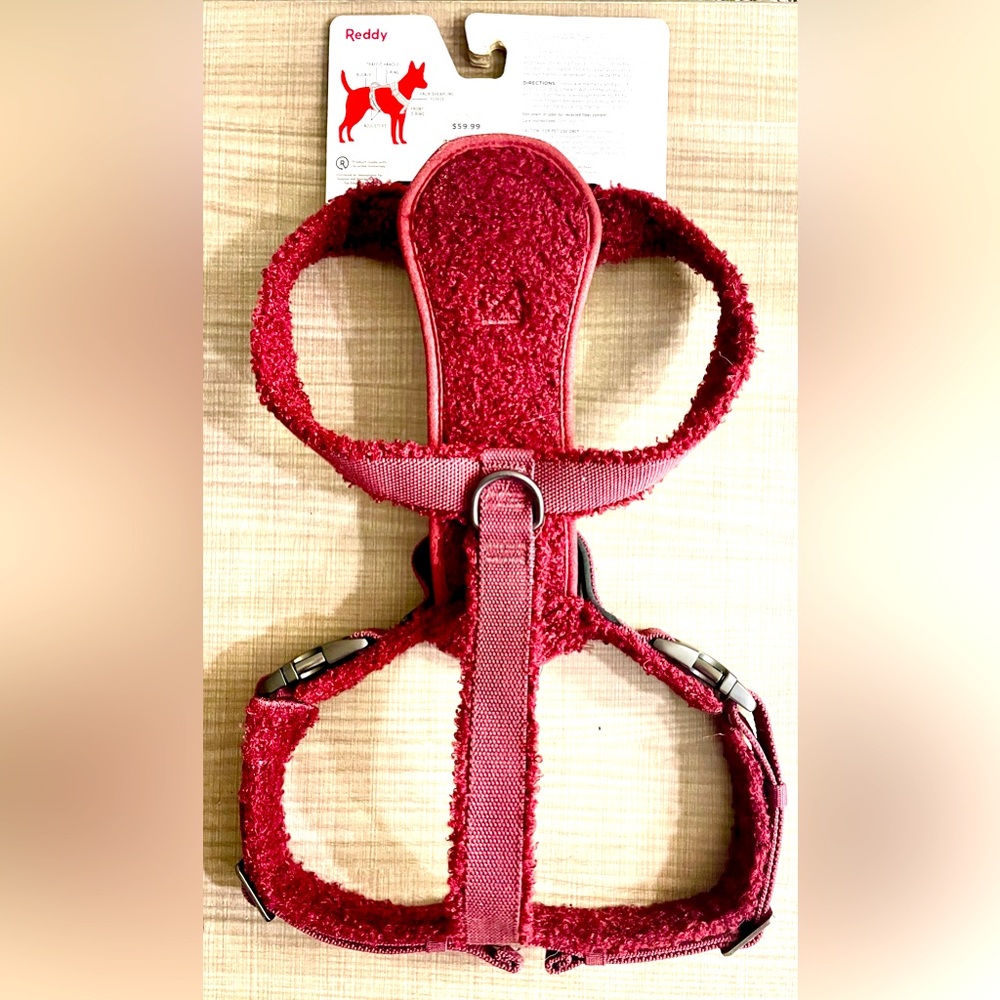 NWT • Reddy • Burgundy • Fleece & Leather • Dog Harness